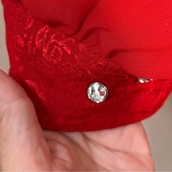 Moulinette Soeurs Anthropologie Red Short Sleeve Button Front Blouse size 2 - Picture 5 of 8